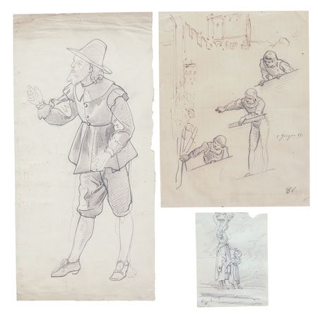 GAMBA ENRICO Torino 03/01/1831 - 19/10/1883Studiomatita su carta cm. 39x19,...