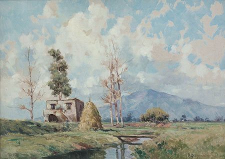 GIANNACCINI ILIO Roma 28/06/1897 - 18/03/1968Campagna romanaolio su tela cm....