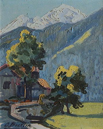 BOCKLIN CARLO 1870 - 1934Paesaggioolio su cartone cm. 24x19, firma in basso a...