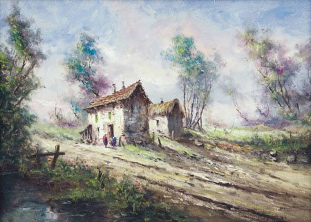 BRIOSCHI ATHOS Milano 03/10/1910 - 2000Casolariolio su tela cm. 52x72, firma...