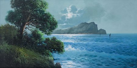 CASATI CARLO Verona 1889 - 1965Marina al tramontoolio su tela cm. 60x120,...