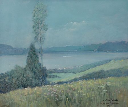 FRATINO CESARE 1886 - 1969A Lira Colombo, 1957olio su cartone telato cm....