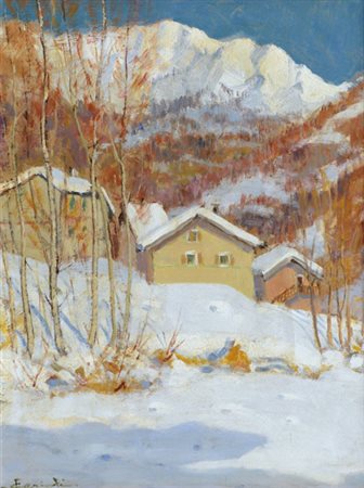 CERIOLI FRANCESCO Torino 1930Sauze di Pineroloolio su masonite cm. 40x30,...