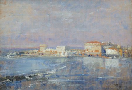 GIANI GIOVANNI Torino 11/01/1866 - 07/12/1937Lungomareolio su tavola cm....