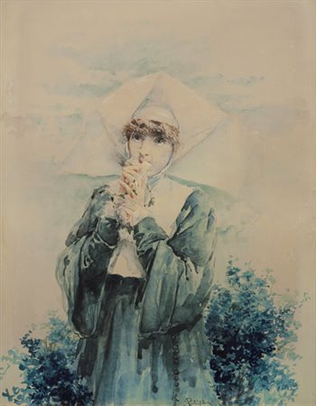 POSTIGLIONE SALVATORE Napoli 20/12/1861 - 28/11/1906Suor Terenziaacquerello...