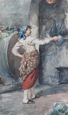 COZZOLINO SALVATORE Napoli 02/03/1857 - dopo il 1916Dall'oste, 1882acquerello...