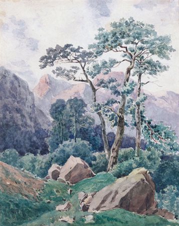 PROTTI ALFREDO Bologna 26/04/1882 - 29/04/1949Scorcio montanoacquerello su...