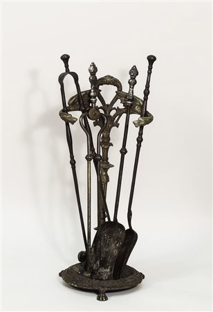 SET DA CAMINO IN METALLO - METAL FIREPLACE TOOL SET (5)