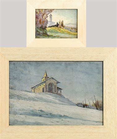 PAESAGGIO INNEVATO E PAESAGGIO CON VEDUTA DI CHIESA - SNOWY LANDSCAPE AND...