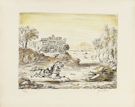 GIORGIO DE CHIRICO (1888-1978) Cavallo Fuggente 1954 - Fleeting Horse...