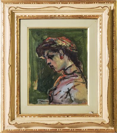 MINO MACCARI (1898-1989) Ritratto femminile 1954 - Female Portrait olio su...