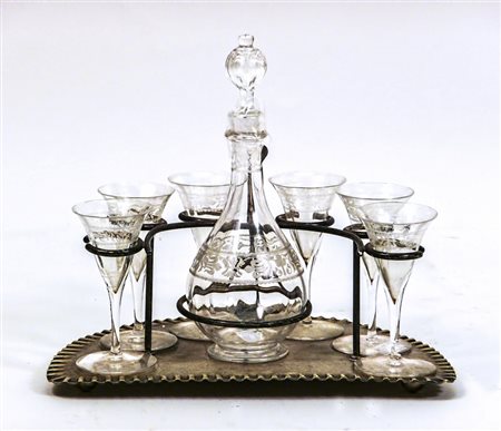 SET DA ROSOLIO IN METALLO ARGENTATO E CRISTALLO - SILVER-PLATED AND CRYSTAL...