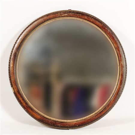SPECCHIERA ROTONDA IN LEGNO LACCATO E IN PARTE DORATO - LACQUERED AND...