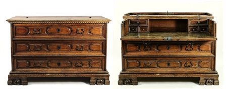 CASSETTONE-SCRITTOIO IN NOCE - WALNUT CHEST OF DRAWERS XVII secolo - 17th...