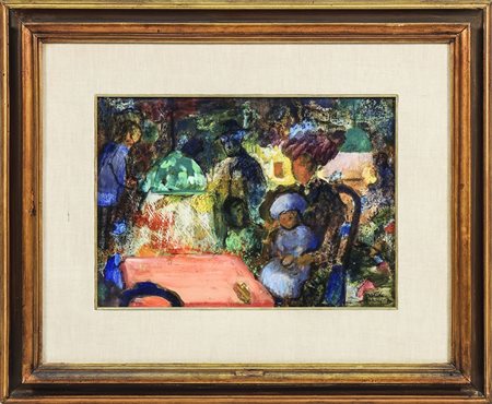 ARISTIDE BARILLI (1913-2009) Personaggi al caffè 1970 - Figures seatting in a...