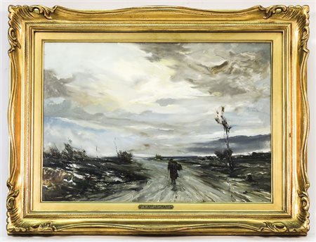 ALDO AFFORTUNATI (1906-1991) Paesaggio con viandante - Landscape with a...