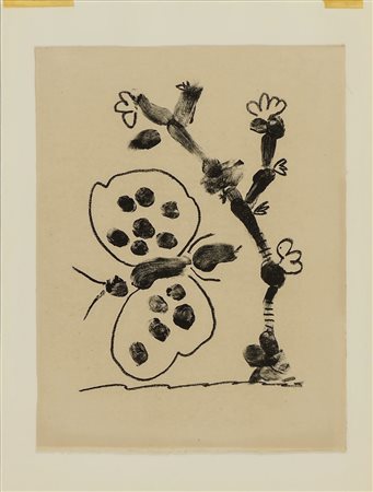 PABLO PICASSO (1881-1973) Farfalla e Fiore 1950 - Butterfly and Flower...