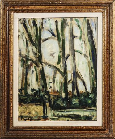 ENZO PREGNO (1898-1972) Paltani Anni Cinquanta - Plane Trees olio su tela,...