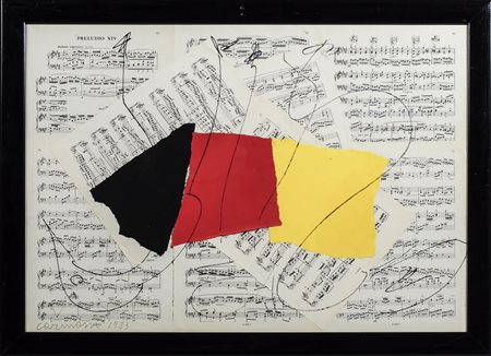 ARTURO CARMASSI Composizione con spartiti musicali 1983 - Composition with...