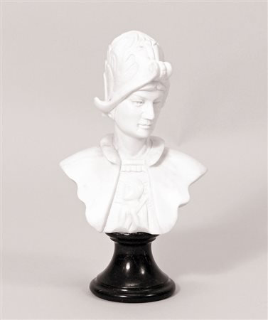 BUSTO DI CAVALIERE IN MARMO - MARBLE BUST OF A KNIGHT base in marmo nero h cm 30