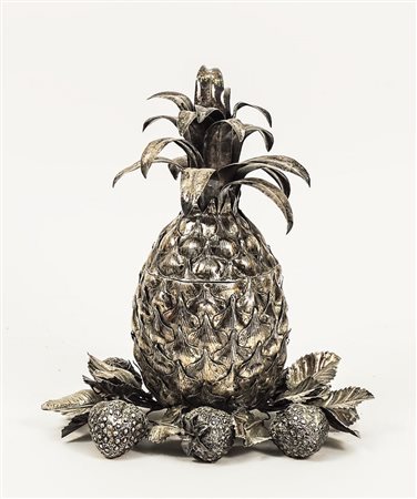 CENTROTAVOLA IN ARGENTO - PINEAPPLE SILVER CENTREPIECE Firenze realizzato...