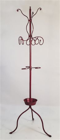 ATTACCAPANNI IN FERRO BATTUTO LACCATO ROSSO - RED WROUGHT IRON FLOOR COAT...