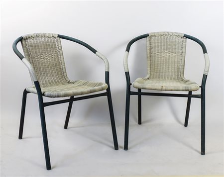 SERIE DI QUATTRO SEDIE IN FERRO DA BAR - A SET OF FOUR IRON PUB CHAIRS prima...