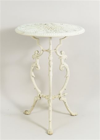 TAVOLINO DA PUB IN GHISA LACCATA BIANCA - WHITE LACQUERED CAST IRON PUB TABLE...