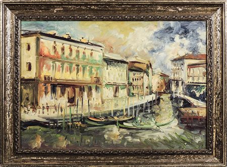 EMANUELE CAPPELLO Scorcio veneziano - Venice View olio su tela - oil on...