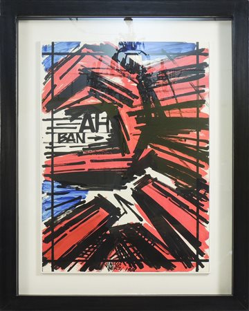 VINICIO BERTI (1921-1991) Composizione AH BAN 1986 acrilico su cartoncino -...