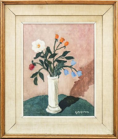 GUIDO PEYRON (1898-1960) Vaso con fiori - Flowers in a vase olio su tela -...