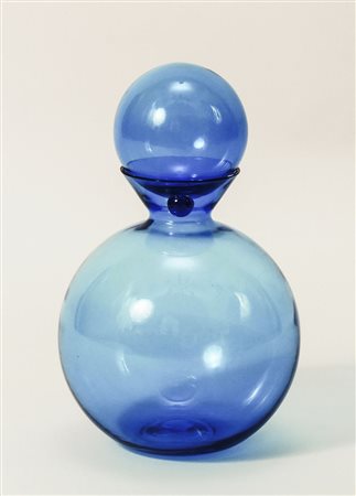 EGIDIO COSTANTINI (1912-2007) Bottiglia in vetro soffiato blu - Blue Blown...
