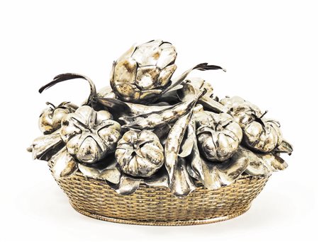 GRANDE CENTROTAVOLA IN ARGENTO - VEGETABLE SILVER CENTREPIECE Firenze, F.lli...