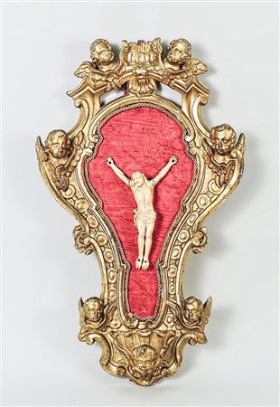 ACQUASANTIERA PENSILE IN LEGNO DORATO E INTAGLIATO - GILTWOOD WALL STOUP...