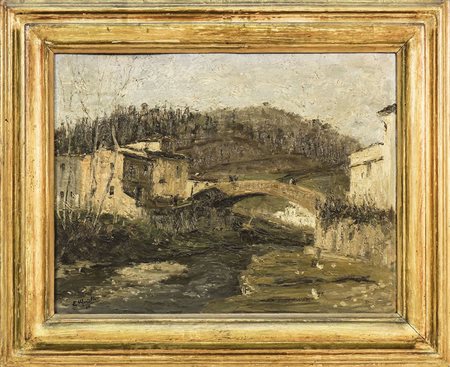 EMILIO MARTELLI (XX secolo) Paese al Ponte a Ema 1939 - Ponte a Ema View olio...