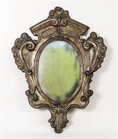 SPECCHIERA OVALE IN METALLO SBALZATO - EMBOSSED METAL OVAL MIRROR cornice...