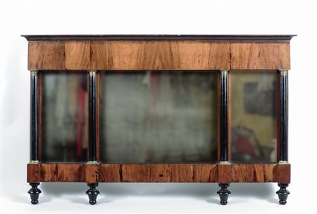 CAMINIERA IMPIALLACCIATA IN PIUMA DI NOCE - WALNUT VENEERED OVERMANTEL MIRROR...