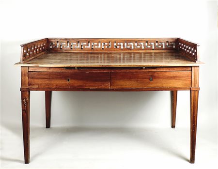 SCRIVANIA DA CENTRO IN NOCE - WALNUT DESK XIX secolo - 19th Century tiretto...