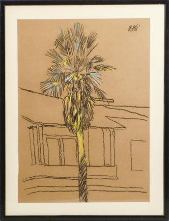 FABIO DE POLI Paesaggio con palma - Landscape with Palm Tree carboncino e...