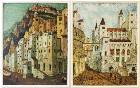 ALBERTO GUERRI (attivo nel XX secolo) Scorci cittadini - Town Views coppia di...