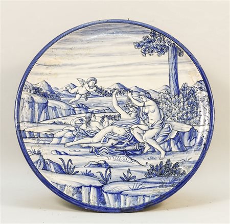 PIATTO DA PARATA IN TERRACOTTA SMALTATA - GLAZED TERRACOTTA PLATE Manifattura...