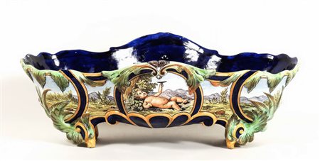 CENTROTAVOLA IN CERAMICA POLICROMA - PAINTED CERAMIC CENTREPIECE dipinto con...