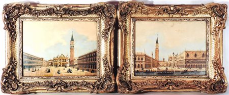 VEDUTE DI VENEZIA - VENICE VIEWS coppia di gouaches su carta - a pair of...