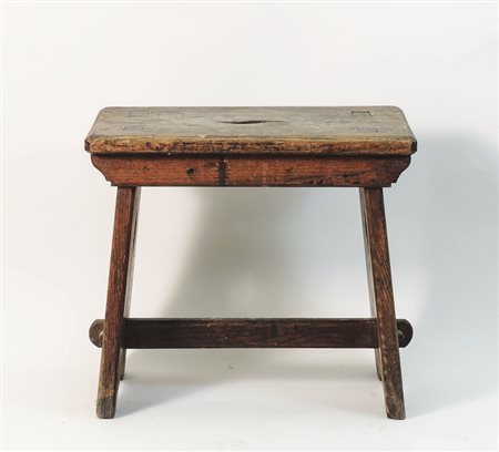 PANCHETTO RUSTICO IN ROVERE - OAK STOOL h cm 47x51x30