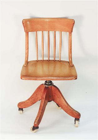 SEDIA GIREVOLE IN FAGGIO - BEECHWOOD SWIVEL ARMCHAIR altezza regolabile,...