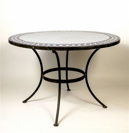 TAVOLINO TONDO DA GIARDINO IN FERRO - IRON GARDEN TABLE piano rivestito a...