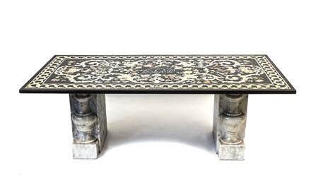 TAVOLINO BASSO DA CENTRO - SCAGLIOLA AND MARBLE COFFEE TABLE il piano in...