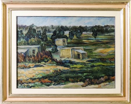 ALVINA SHPADE La sera 1974- The Night olio su tela - oil on canvas, siglato e...