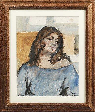 ENZO FARAONI 2003 Ritratto femminile - Female Portrait olio su cartone - oil...