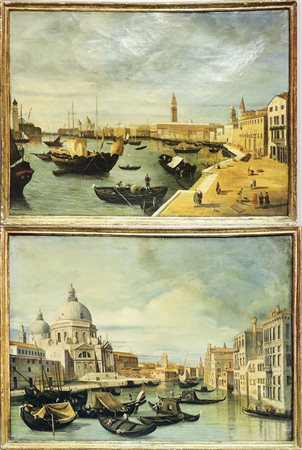 VEDUTE DI VENEZIA - VENICE VIEWS coppia di dipinti ad olio su tela - a pair...